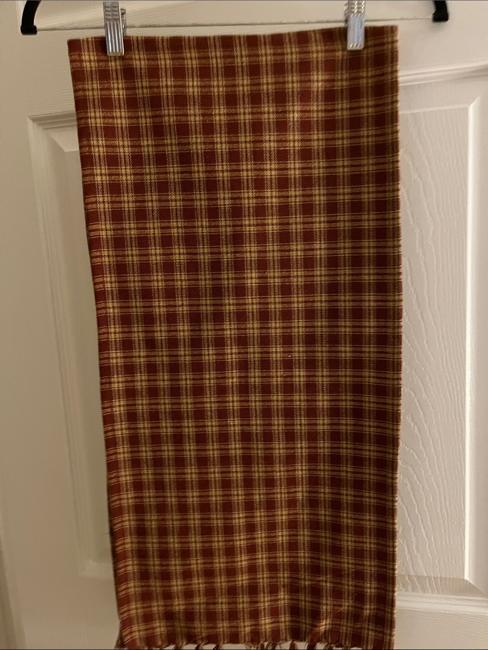 Red plaid table runner